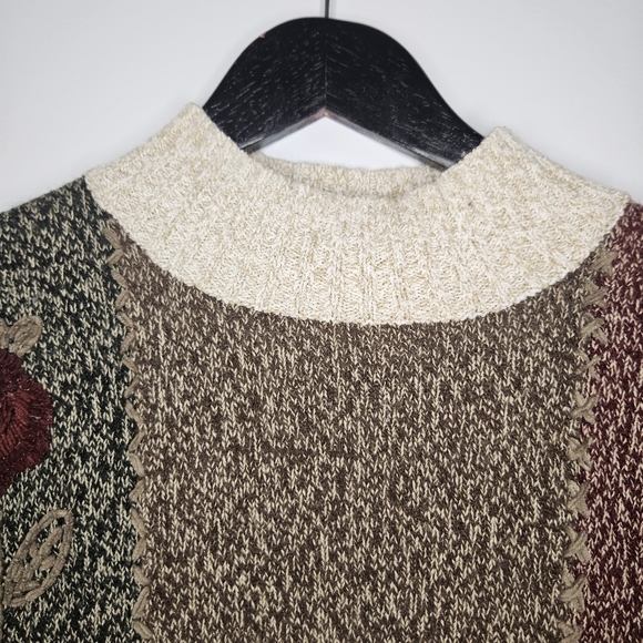 TanJay women's floral knit patchwork pullover sweater - Picture 4 of 10